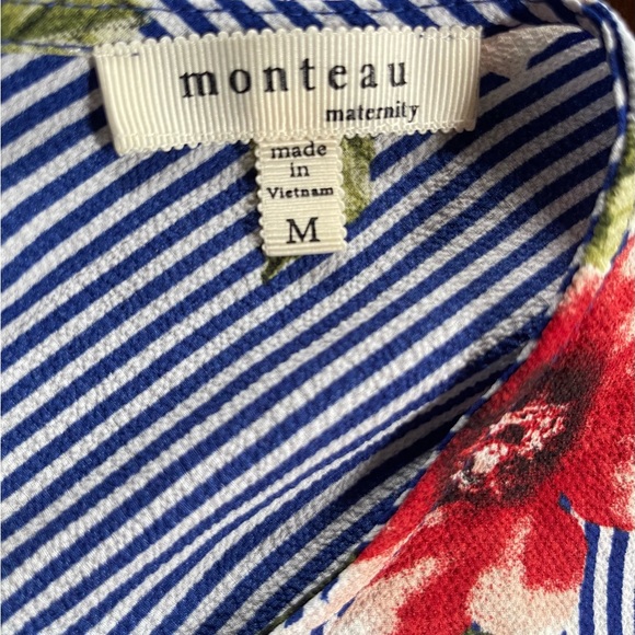 Monteau Maternity Shirt Blouse with tie back and flare sleeves - Like New! - Picture 4 of 5